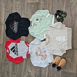 Baby boys size 12 and 12-18 months bundle of clothing and shoes
